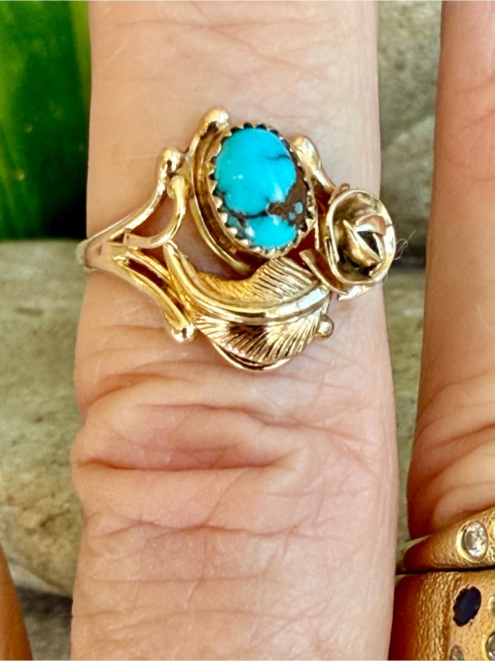 14 karat gold and turquoise ring - Picture 4 of 6